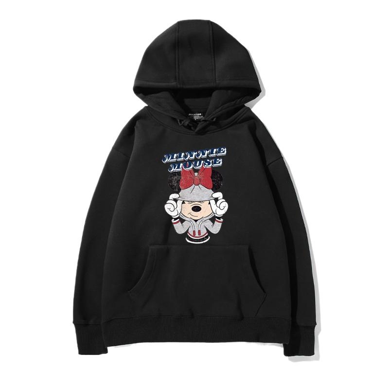 2024 Spring and Autumn Mickey Minnie Disney hoodie for male and female couples, parent-child cartoon print loose hooded clothes
