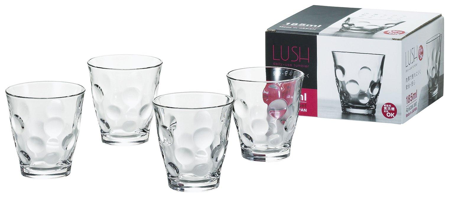 

ADERIA Free Cup Clear 185ml Rush Tumbler S Set of 4, Dishwasher Safe, Made in Japan, S-6138