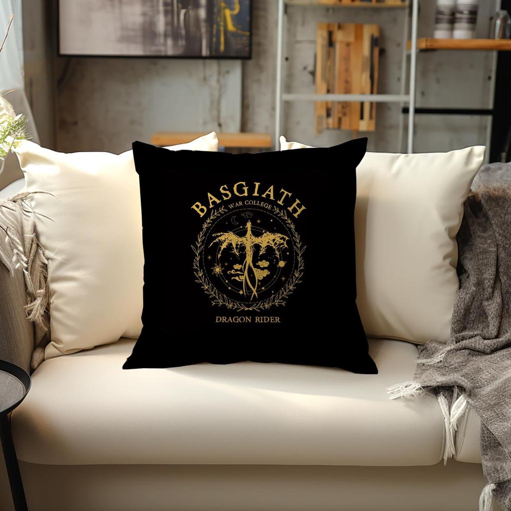 OUZ Fourth Wing Merch, Basgiath War College Pillow Cover, pired Gift for Dragon 2 Sided Pillowcase, Birthday Graduation Gift Pillow Case Decor, Home