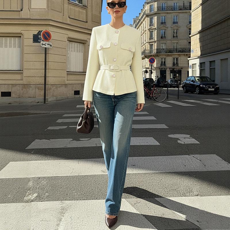 2025 Frühling und Herbst Mode Gürteljacke Temperament Damen Freizeitanzug Elegant Schlank Vielseitige Jacke