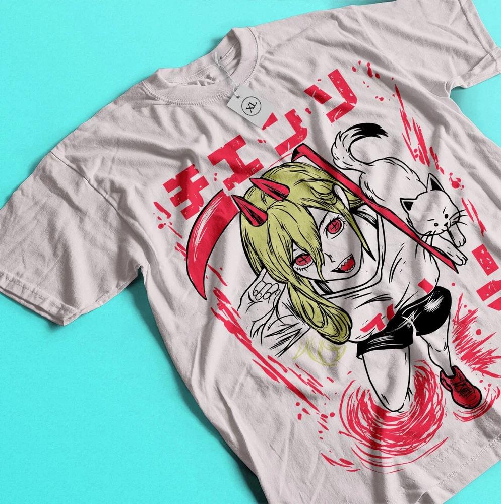 Chainsaw Unisex POWER Devil Anime Unisexga Denji Power Gift TShirt White S