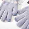 Korean Version of New Winter Touch Screen Knitted Warm Gloves for Women Cute Jacquard Three Dimensional Cat Plus Fleece Cartoon Five Finger