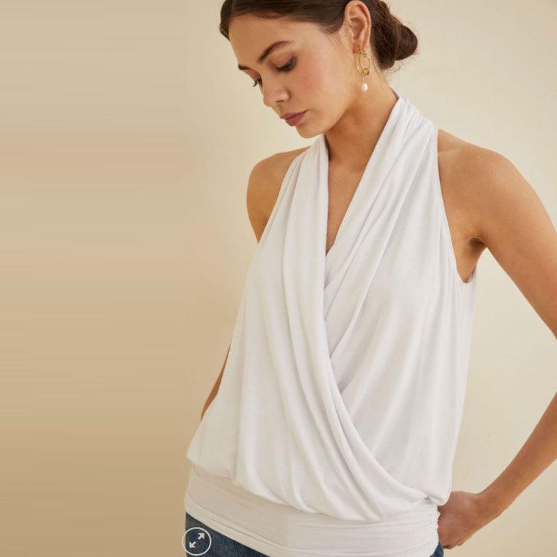 

Европейско-американский сексуальный хлопковый топ без рукавов на бретелях L белый