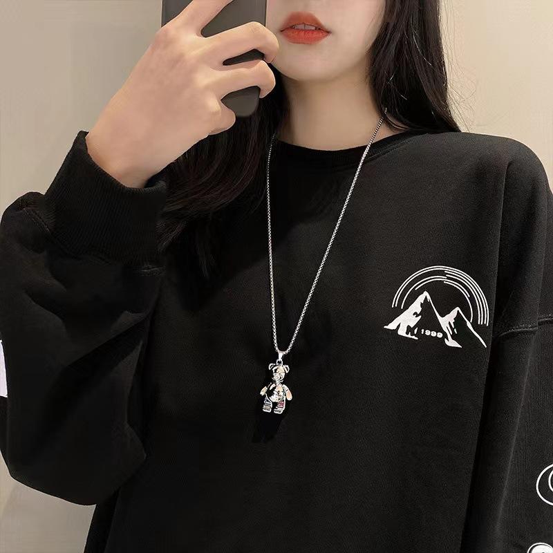 Movable Limbs, Pot-bellied Bear Necklace, Hip-hop Long Versatile Sweater Chain, Pendant Couple Accessories