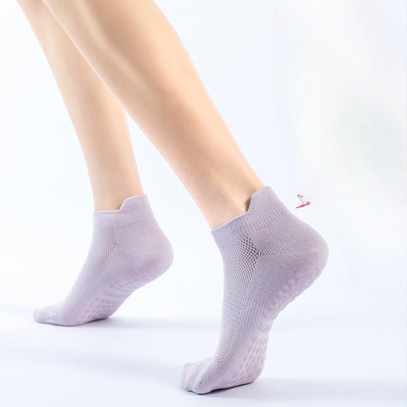 Șosete de Yoga de Vară, Șosete Scurte din Bumbac în Culori Solide, Șosete Antiderapante din Silicon pentru Podea Interioară Pilates Fitness Antiderapante din Silicon