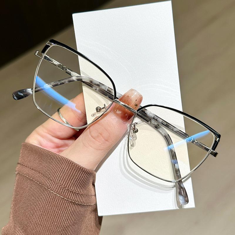 New men's and women's versatile glasses Metal glasses frame Internet celebrity plain face trimming decorative flat glasses Myopia glasses