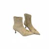 2025 Autumn and Winter New Retro High-heeled Short Boots Women's Thin-heeled Metal Buckle Martin Boots Suede Temperament Elastic Thin Boots