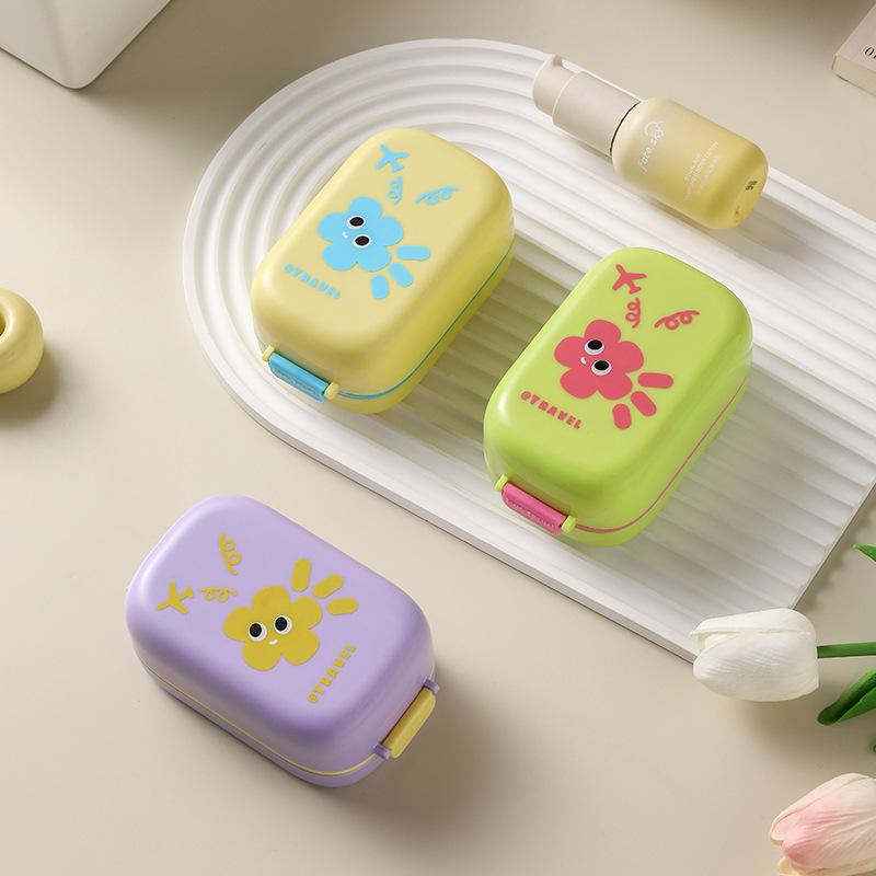 Dopamine Double Layer Draining Soap Boxes Portable with Cover High Appearance with Sponge Household Bathroom Hygiene Soap Boxes