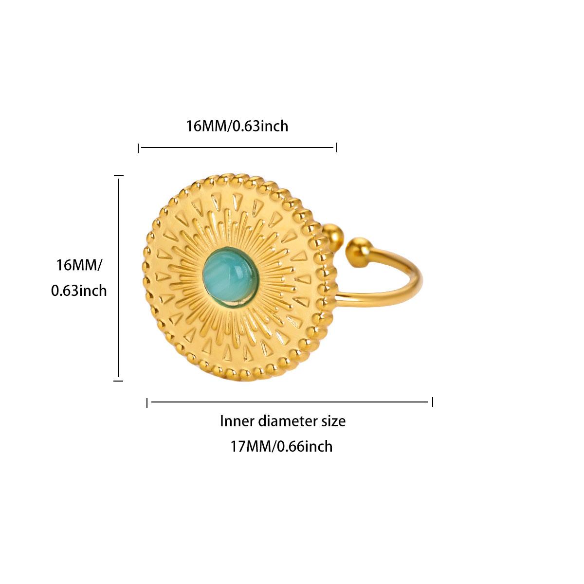 

Green Opal Stone Rings For Women Girls Gold Color Stainless Steel Ring Wedding Aesthetic Y2K Jewelry Accessories Party Gift