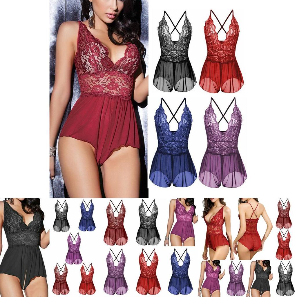 Women V Neck Lingerie Cross Back Babydoll With Adjustable Criss Cross Straps And Plus Size Options