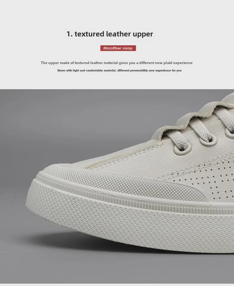 Men's 2025 Autumn Casual White Leather Slip-On Sneakers - Breathable, Versatile, Trendy Sports Shoes