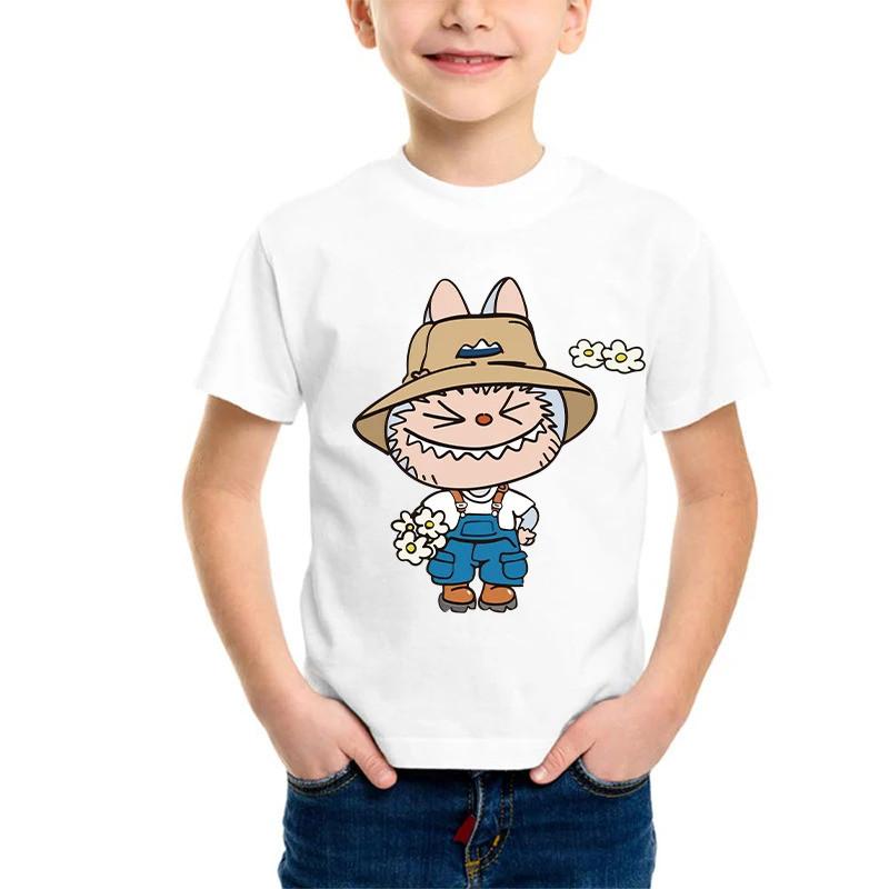 

Labubu T-shirt, Children s Cartoon Cute Short Sleeved T-shirt, Boys Summer Travel Fashion Clothing, Children s Clothing 110