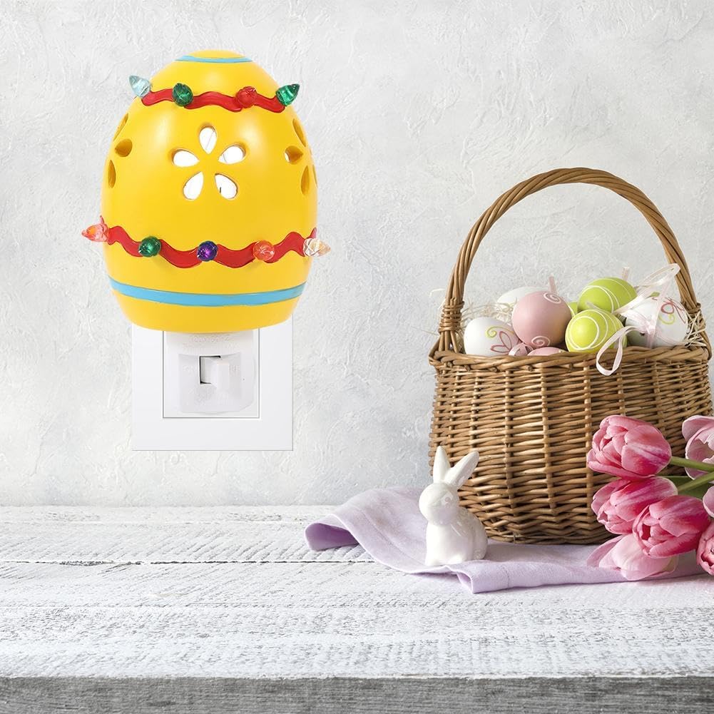 2025 New Easter Egg Decorative Nightlight, Easter Campfire Flickering Nightlight, Cute Easter Bunny Campfire Flickering Night Light, Plug into Wall