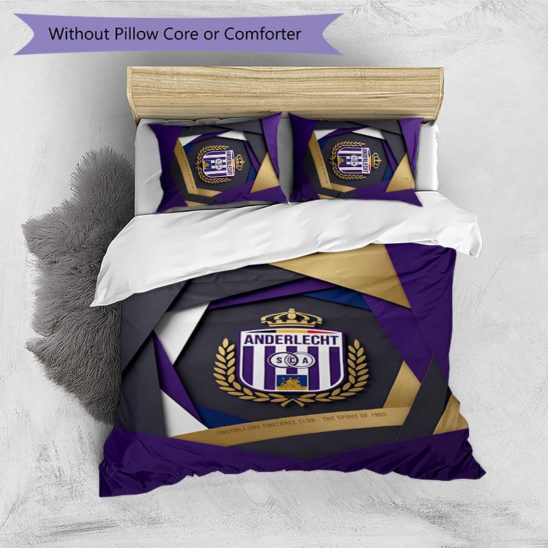 Set Lenzuola 3 Pezzi Stampato FC Anderlecht Traspirante Copripiumino con Federe Biancheria da Letto Decorativa per Camera da Letto Casa