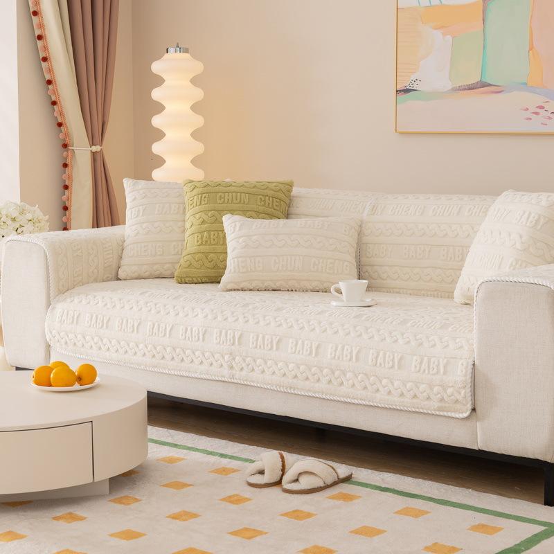 Nordic Sofa Cushion Thicken Plush Soft Sofa Cover for Living Room Non Slip Washable Sofa Towel Backrest Blanket Home Decor