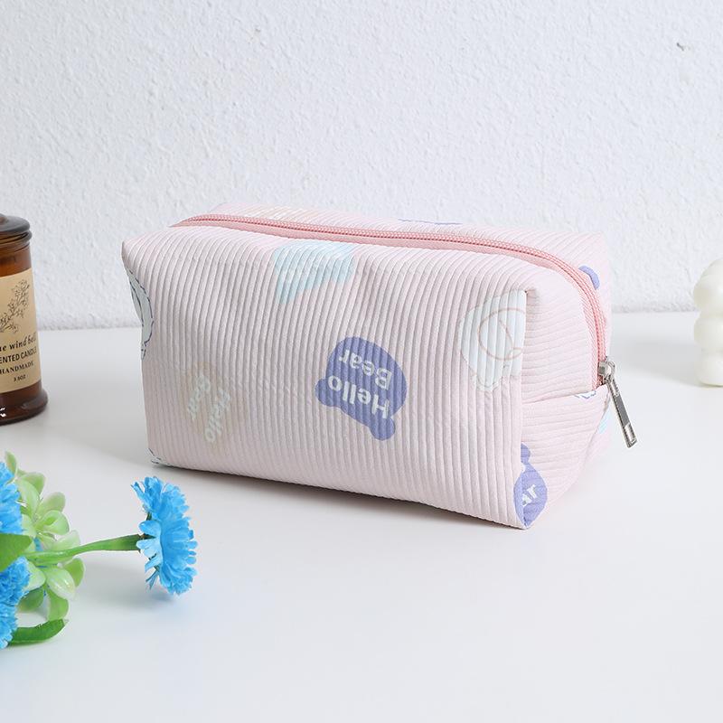 Cute Bear Printed Cosmetic Bag Women Large Capacity Travel Organizer Bags Toiletry Bag Zipper Pencil Case Stationery Pouch