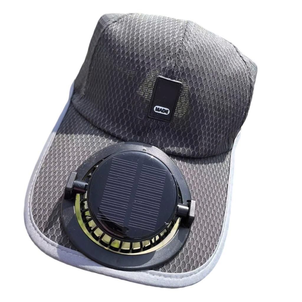 Solar Powered Cooling Hat Adjustable USB Rechargeable Fan Breathable Fabric For Outdoor Hiking Beach