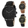 Men Quartz Watch Round Dial Precise Pointer Display Shockproof Scratch-resistant Calendar Faux Leather Strap Fashion Simple Male Business Quartz