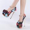 Fashion Eilyken Spring Print Flower Platform Woman Pumps Sandals Sexy Extreme Stiletto High Heels Nightclub Party Strippers  Shoes