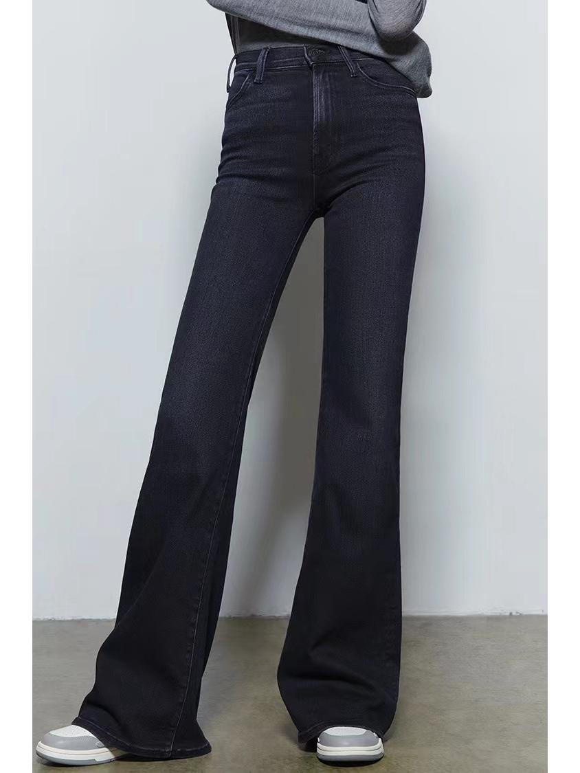 

2023 European and American Wide-Leg High-Waisted Floor-Length Trousers for Women 30 черный серый