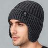 Plush Winter Ear Protection Knit Hat for Seniors - Warm, Windproof, and Thickened Wool Hat for Cold Weather.