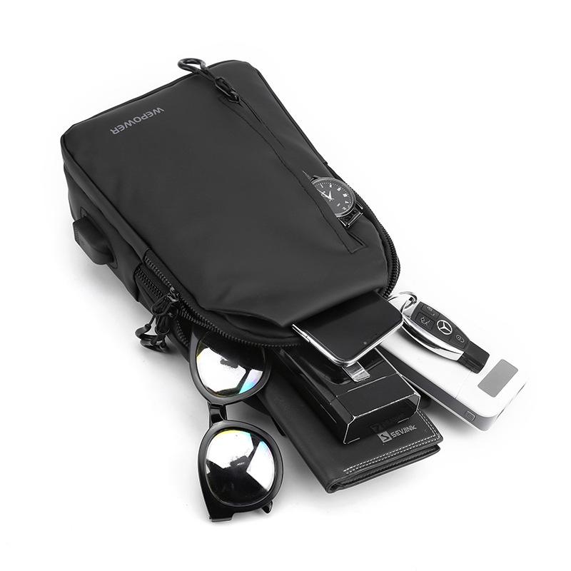 Men's Sling Bag Multi-Functional Chest Bag with Headphone Jack Modern Crossbody Bag for Phone & Essentials