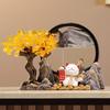 Resin Fortune Cat With Money Tree Decorative Figurine Living Room Cabinet Home Decor Gift