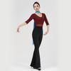 Women's V-Neck Short Sleeve Dance Outfit with Black Flared Pants