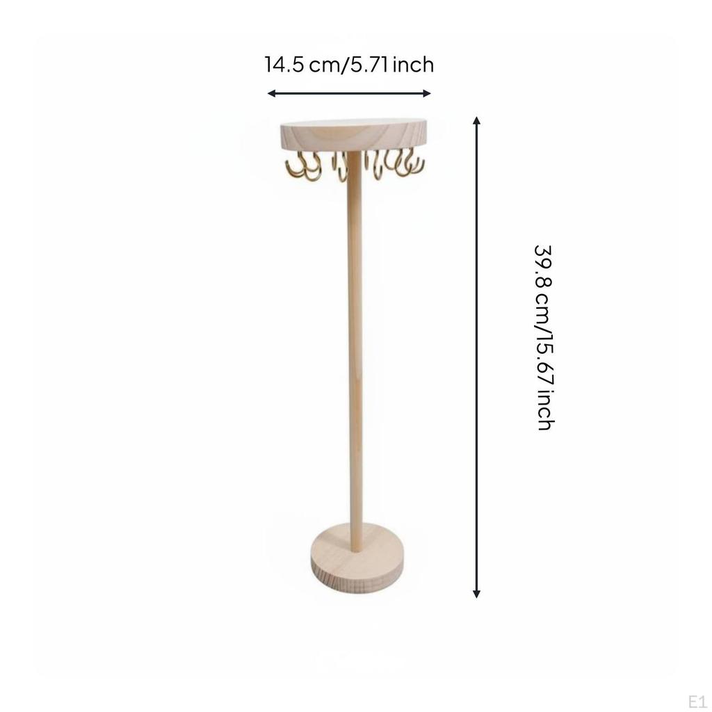 Necklace Display Stand Detachable Jewelry Rack Wooden for Market Stall Wood 12 Hooks