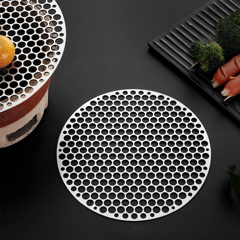 1pc 18 20 22 24 26 28cm BBQ Net Stainless Steel Non Stick Grill Rack Tea Maker Bacon Drainer Outdoor Barbecue Kitchen Tool Grill