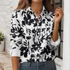 Women's Button Down Prints Shirt Long Sleeve Shirt Business Work Tops Casual With Pockets Jacket