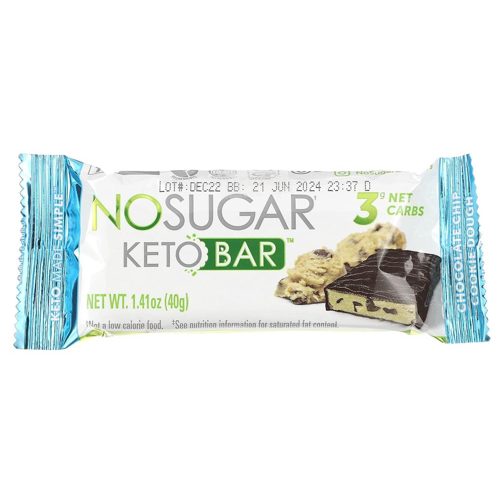 Keto Bar, Chocolate Chip Cookie Dough, 12 Bars, 40G (1.41Oz) Each
