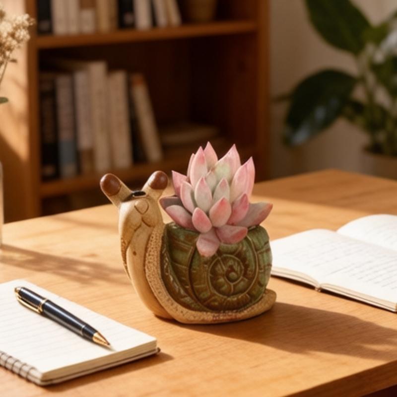 Ceramic Fleshy Plant Pot Snail Planter Plant Flowerpot Ornament for Fleshy Plant Cactuses Container for Home Balcony