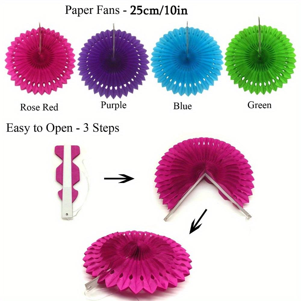 2sets Tissue Pom Poms Party Decoration Multi-color Hanging Paper Fans Flowers Garlands String Polka and Triangle Bunting Flags for Birthday Parties