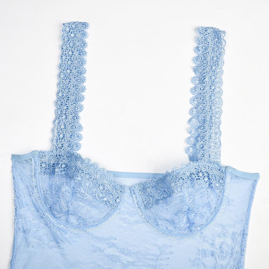 Erotische Dessous Damen-Body, sexy Spitzen-Blumen-Body mit bequemer Passform