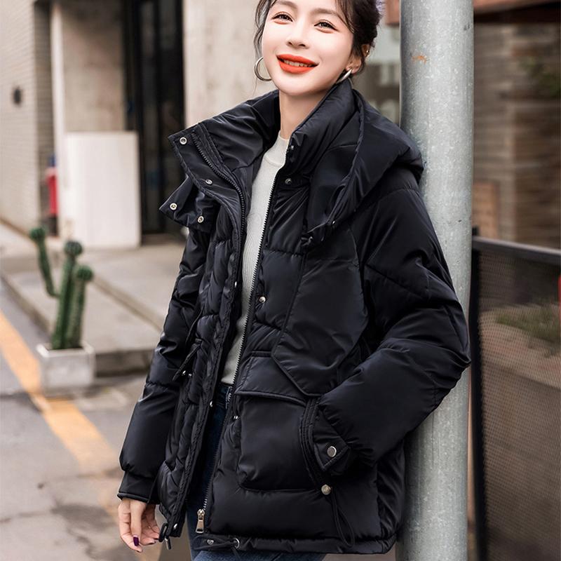 Autumn and Winter Fashion Women's Bread Jacket Short Down Cotton Jacket Korean Version Loose Casual Cotton Jacket Jacket Cotton Coat