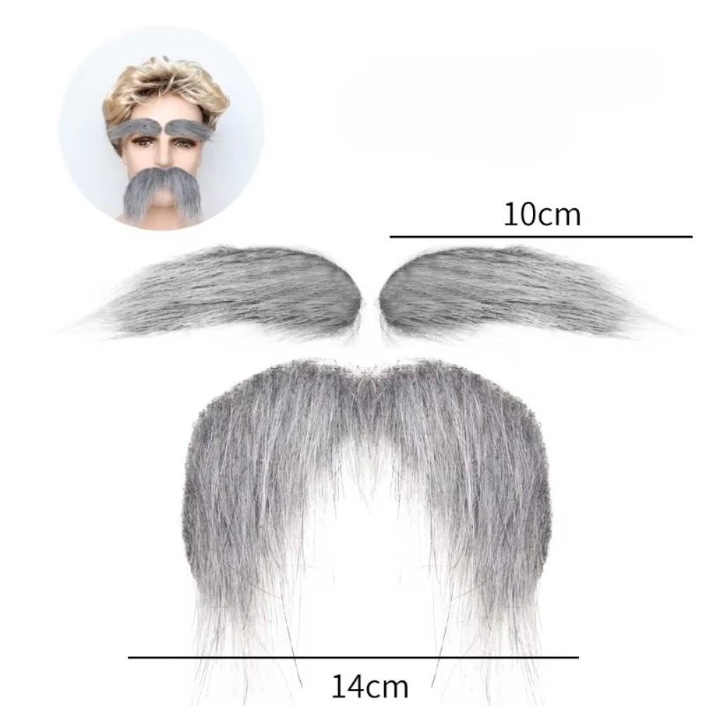 Self-Adhesive Fake Beard Set Hairy Facial Hair Props Novelty Eyebrow Mustache Set  Christmas Party