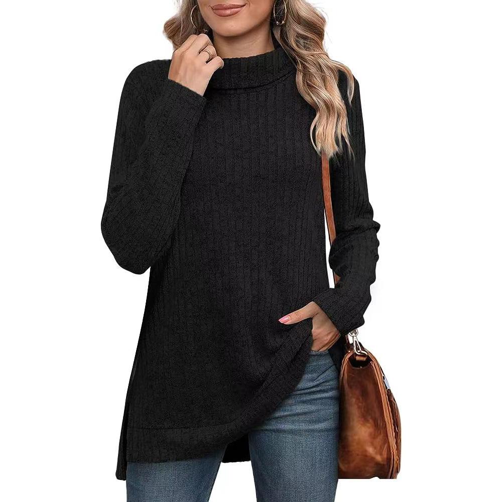 Women's Fall/Winter Sweaters New Arrival Solid Color High-Neck Sweater Women's Loose-Fit T-Shirt Top