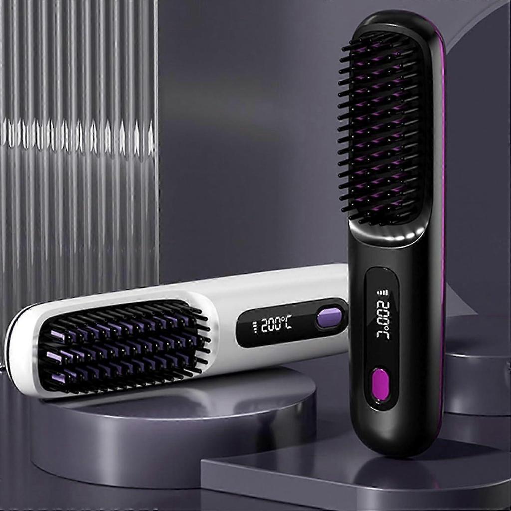 Cordless Negative-ion Hair Straightener Brush - Anti Scald Salon Styling Comb