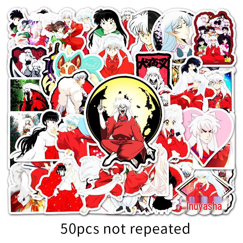 50 Inuyasha Anime Cartoon Graffiti Stickers for Suitcase, Laptop, Car, and Scooter Decoration