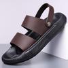 Fashion Brand New Men's Breathable Soft Soled Two On Sandals for Summer Fashion Comfortable Top Layer Cowhide Casual Leather Beach Shoes