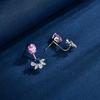 WUIHA Vintage 925 Sterling Silver 6 * 8 MM Lab Sapphire High Carbon Diamonds Gemstone Flower Ear Studs Earrings Fine Jewelry