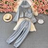 Trendy Women's Spring Set: Hooded Jacket, Vest & Wide-Leg Pants