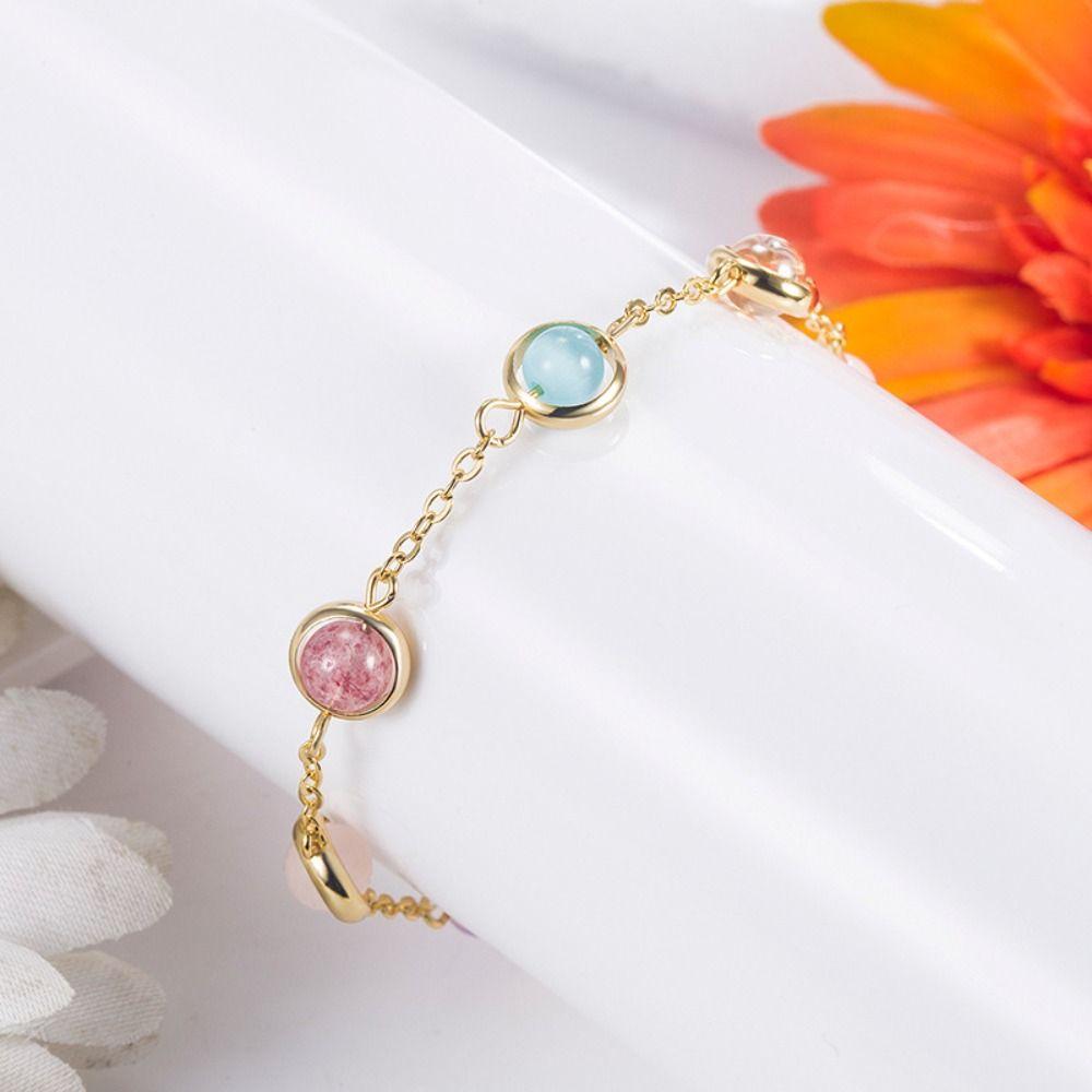 Adjustable Colorful Crystal Lucky Bracelet Waterproof Rainbow Candy Beads Bangle  Female Lady Girl