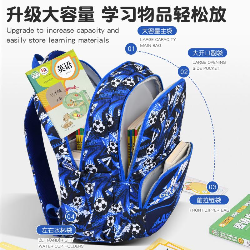 Pu Football Three-Piece School Bag Primary School Male Large Capacity Lightweight Game Console Backpack
