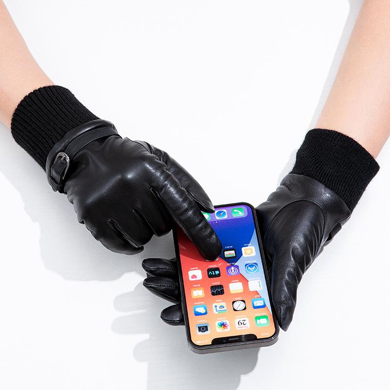 Adult Fashionable Genuine Leather Warm Gloves for Autumn and Winter Women's Sheepskin Touch Screen Driving Windproof and Cycling Gloves