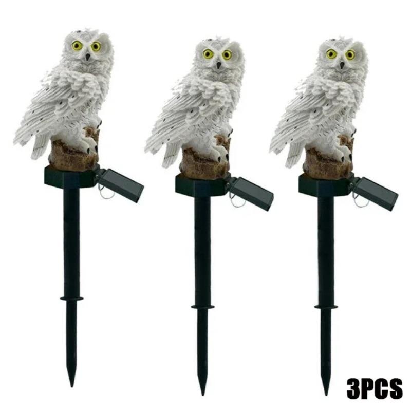 Solar Powered Owl Statue Light Outdoor Waterproof Light for Night Garden Hallowmas Lawn Patio Yard Pathway Fence Party Decor Lighting, with Stake