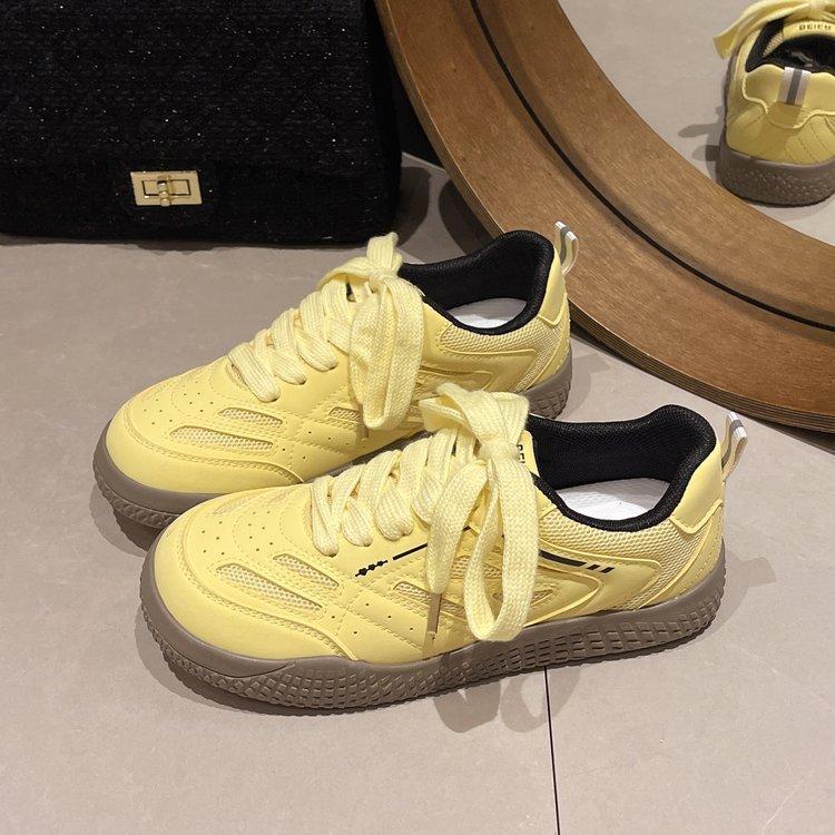 

Pink Dexun double mesh board shoes female ugly cute summer new chic niche Korean version breathable sports Forrest Gump white shoes 35 жёлтый