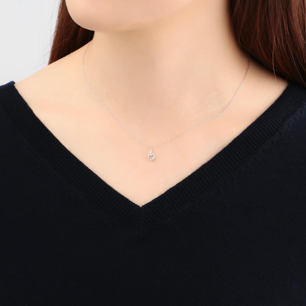 Estelle Official Women's Necklace, 10K White Gold with Diamonds and Drop Motif, 0442-0249-0020-0000