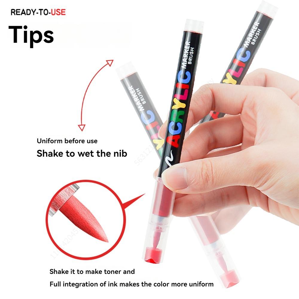 Professional Art Use 12-288 Colors Acrylic Paint Pen Marker Brush Tip Paint Marker For Painting Wood Calligraphy Christmas Gift